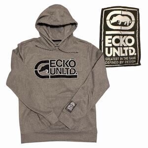 Echo Unltd Men's Medium Gray Hoodie with Pocket Long Sleeve Pullover Sweatshirt